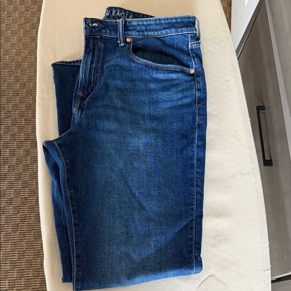 American Eagle Outfitters Men’s Dark Blue Athletic Fit Straight Jeans
